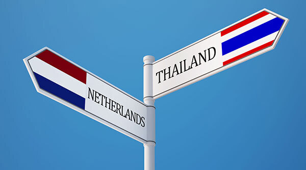 Netherlands and Thailand road sign national flags