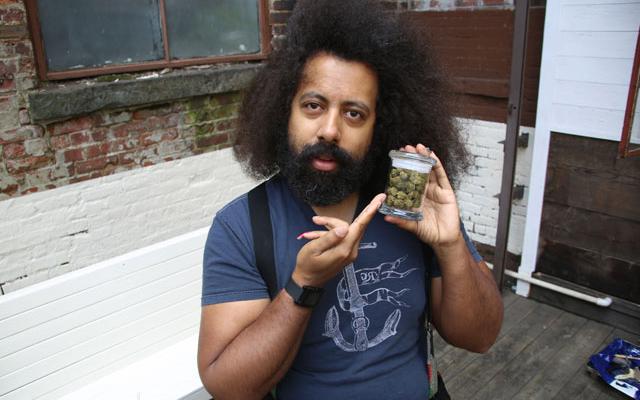 Reggie watts celebrity interviews about smoking weed