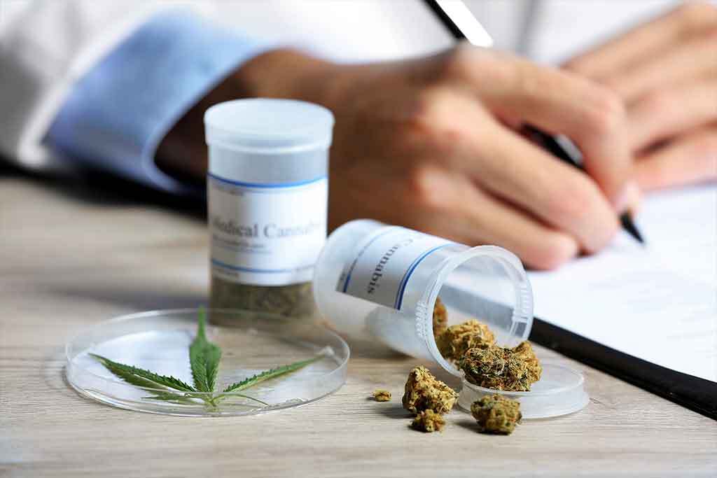 Doctor Writing On Medical Cannabis Prescription in UK