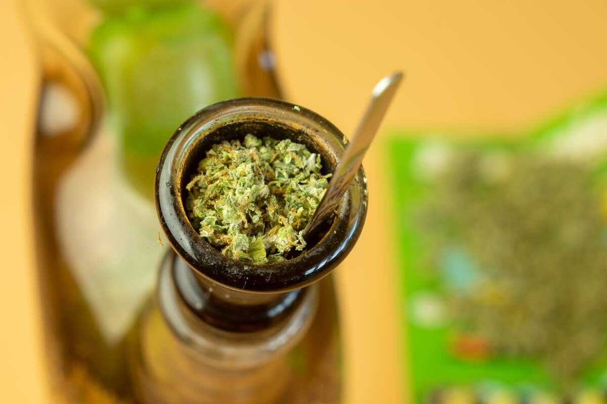 Cannabis located in a bong tube.